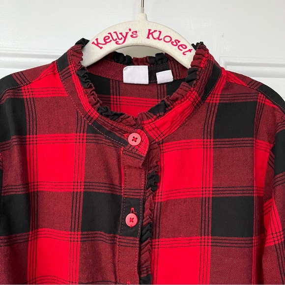 •Gap Kids• Buffalo Plaid Ruffle Dress - Size Medium (7/8) - Picture 3 of 6